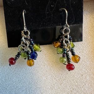 Silpada sterling silver earrings on wires with multicolored beads